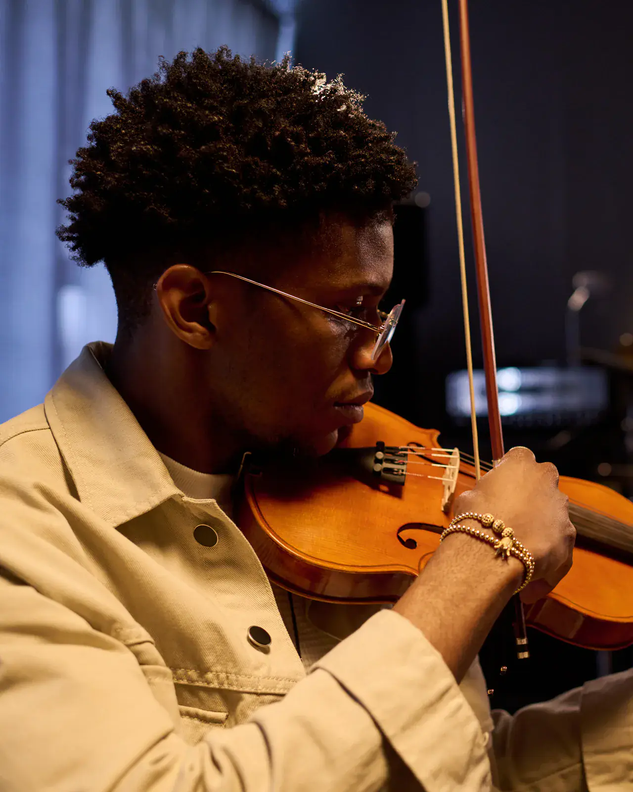 Young violinist playing in a music studio — violin lessons at Concerto Music Place, Kikuyu